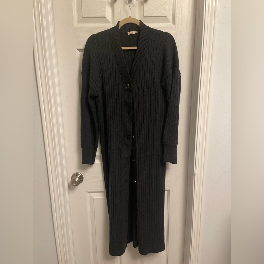 Faherty Jackson Sweater Duster Dress - ash Heather - M - Picture 4 of 7